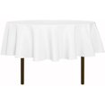 thumbnail image 1 of SHAR Round Tablecloth - 60 Inches - Water Resistant, Spill Proof, Washable Polyester, Decorative Fabric Table Cloth for Dining Table, Buffet and Camping, White, 1 of 4