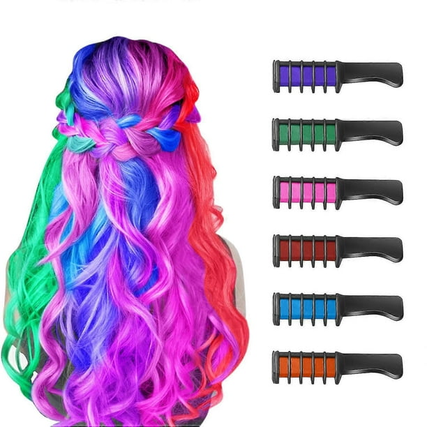 Peine de tiza para el cabello, tinte temporal brillante para niñas, lavable, ideal para fiestas de cumpleaños de Año Nuevo, 4, 5, 6, 7, 8, 9 y 10 años.