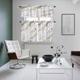 thumbnail image 4 of Modern White Gold Kitchen Curtains Sets for Windows 24 Inch Length, Abstract Marble Geometric Rod Pocket Window Treatments Tier Curtains and Valances Set for Bedroom/Bathroom, 4 of 8