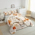 thumbnail image 3 of Manfei Happy Fall Full Size Comforter Sets,Cute Owl Bedding Comforter Set,Natural Maple Bedding Sets For Kids,Breathable Home Decor Reversible,3 Pieces, 3 of 8