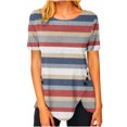 thumbnail image 2 of Fiudx Ofertas de La Semana Moda Mujer Casual Cuello Redondo Impresión Blusa Manga Corta Camiseta Verano Tops, 2 of 4