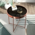 thumbnail image 4 of Furniture of America Vida Modern Glass Top End Table in Rose Gold, 4 of 6