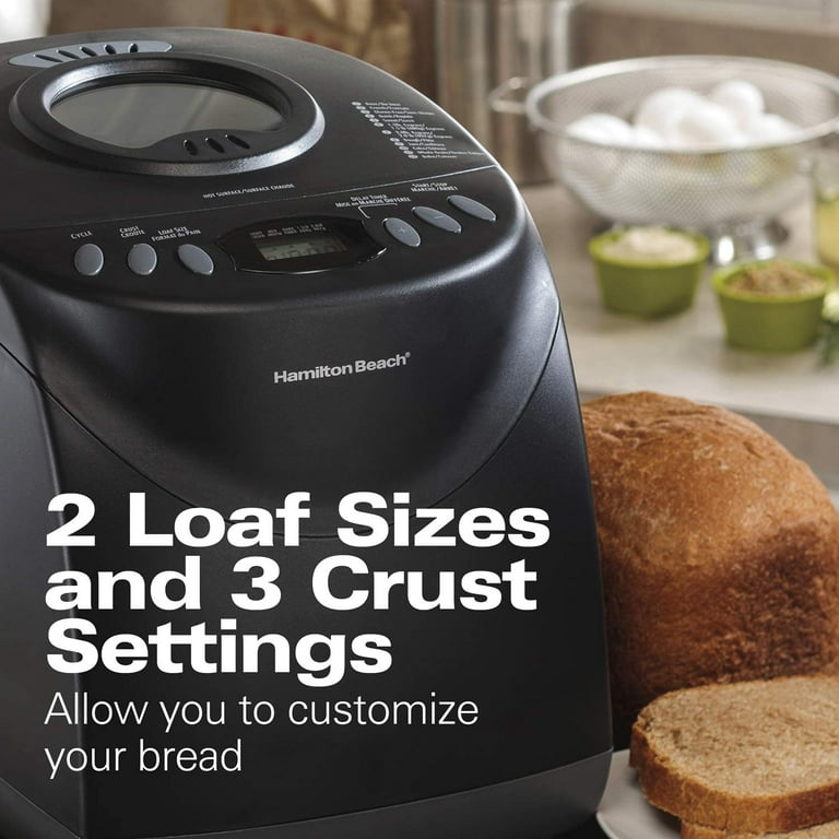 Hamilton Beach Digital Electric Bread Maker Machine Artisan and  Gluten-Free, 2 lbs Capacity, 14 Settings, Black and Stainless Steel (29985)
