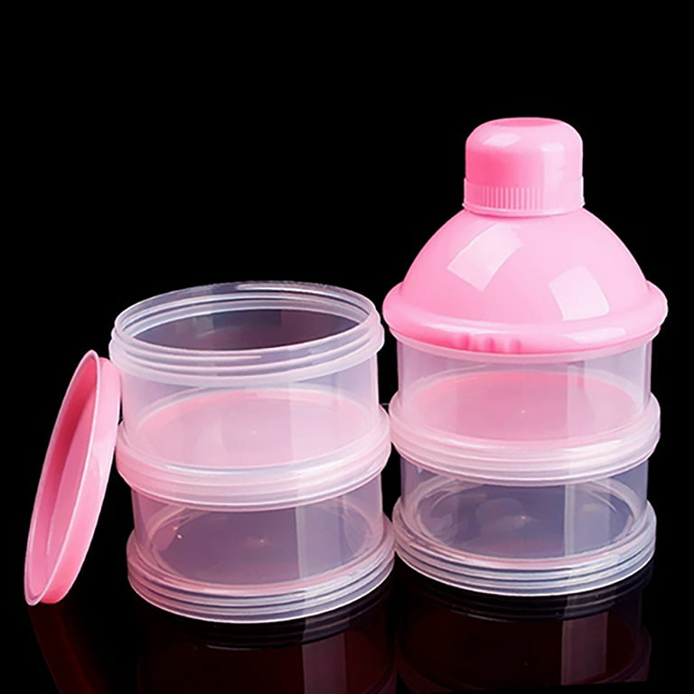 D-groee Baby Milk Powder Formula Dispenser, 4 Layers Multi-function Portable Formula Container for Travel, Size: 17.5, Pink