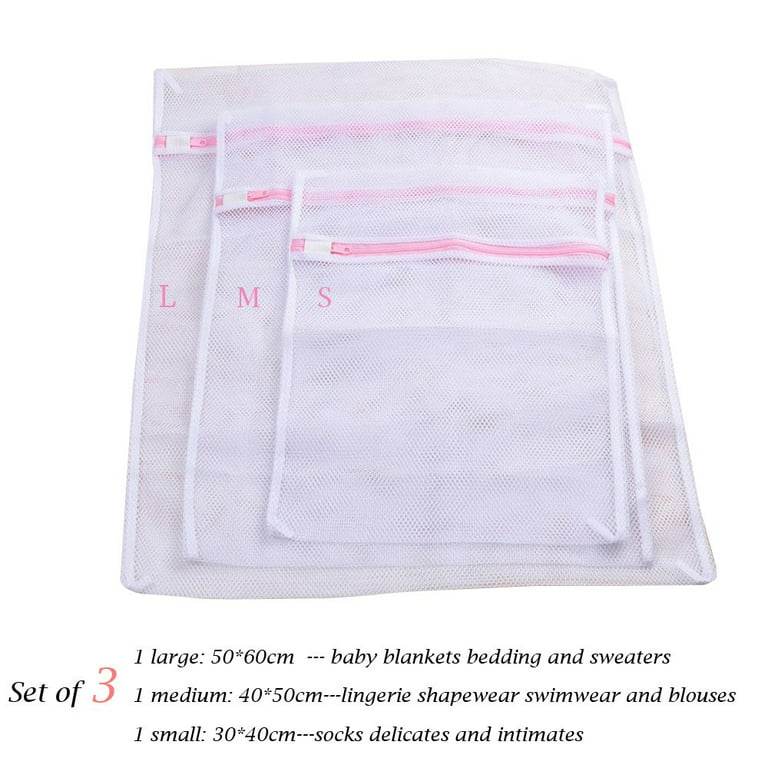 Mesh Washing Bags, Set of 3 Durable Coarse Mesh Laundry Bag with