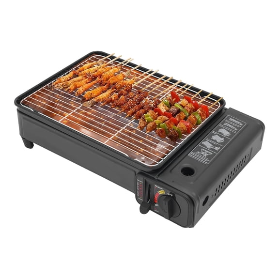 Miumaeov 2.2KW Gas Barbecue Stove Outdoor Camping Gas Stove Tabletop Portable Cooking Stove with 2 Grilling Nets