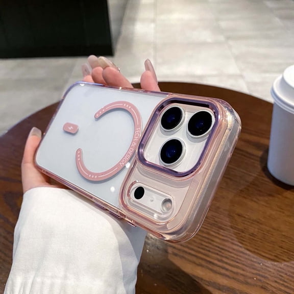Magnetic for iPhone 14 Pro Case Crystal Clear - Compatible with MagSafe Case, Slim Military Protection Shockproof Anti-Yellowing Transparent Phone Cover for iPhone 14 Pro, Pink