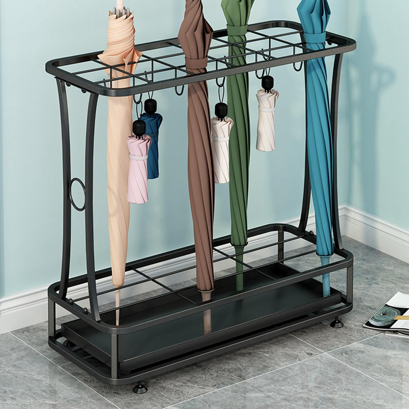 Fiocias Iron Umbrella Holder with Removable Drip Tray Umbrella Storage Rack for Entryway 18 Hole