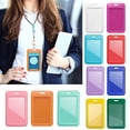 thumbnail image 2 of Hioecau Sliding Badge Holder Vertical Hard Plastic Case Clear Card Protector Pouch for Office School ID Credit Cards Proximity Key Cards Driver's Licenses Passes, 2 of 8