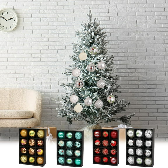 12-Pack Shatterproof Christmas Balls | 2.36-Inch Plastic Holiday Ornaments in Red, Green, Gold & Silver | For Christmas Tree & Wreath Decorating