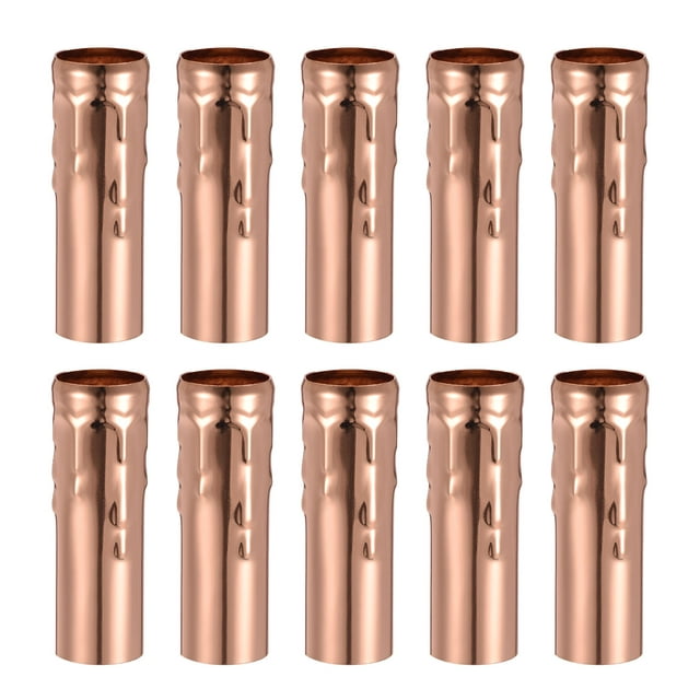 Unique Bargains 3 Inch Tall E14 Iron Candle Shape Socket Covers for Chandelier Rose Gold 10 Count
