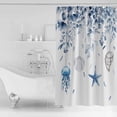 thumbnail image 2 of Jellyfish Starfish Shells Bathroom Shower Curtains with Hooks, Blue Leaf Waterproof Fabric Washable Shower Curtain for Home Hotel Bathtub Decor 72x72 Inch, 2 of 7
