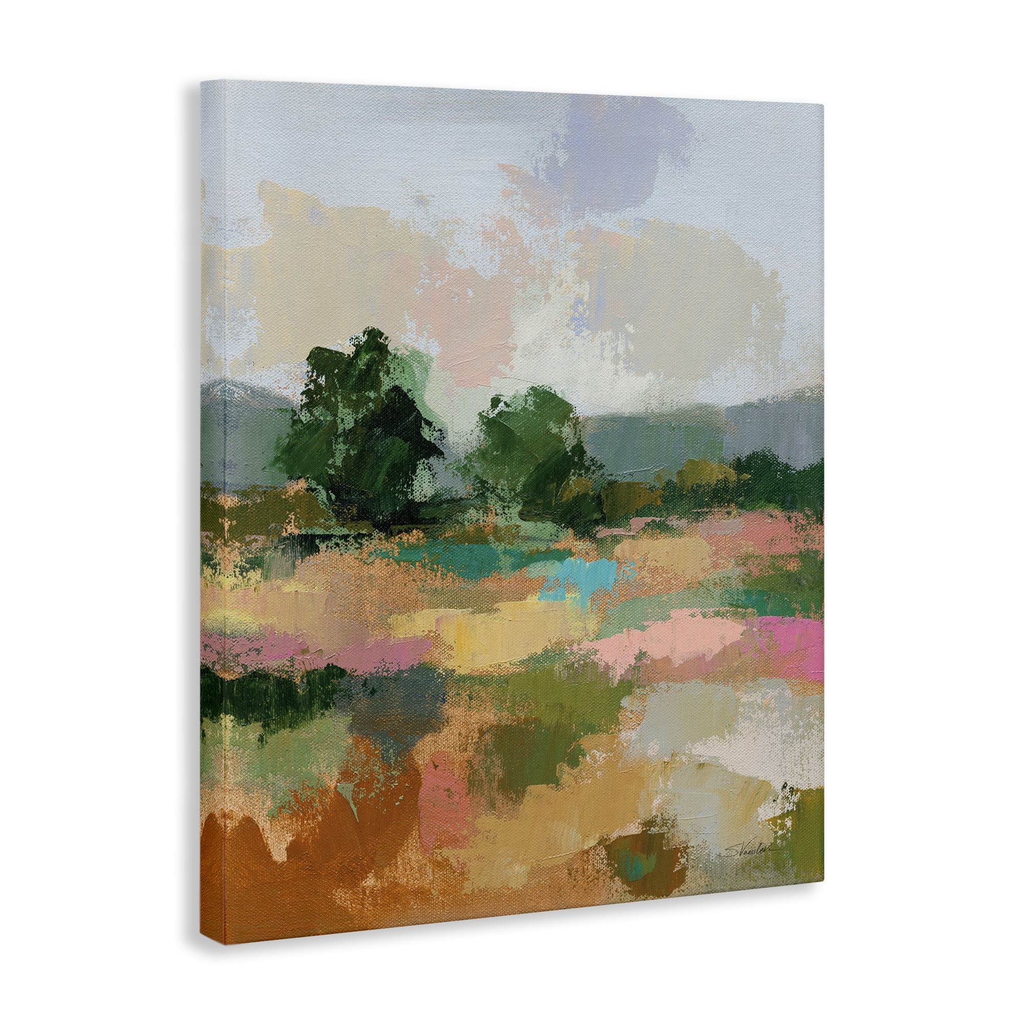 Stupell Industries Abstract Spring Landscape Landscape Painting Gallery Wrapped Canvas Art Print Wall Art, 24 x 30