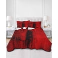 thumbnail image 3 of Red Summer Quilt Set King Size,Soft Microfiber Quilted Bedding Set with 2 Pillow Shams,Retro Oil Painting Modern Abstract Art Aesthetics Lightweight All Season Bedspread Coverlet for Bedroom 96"x106", 3 of 6