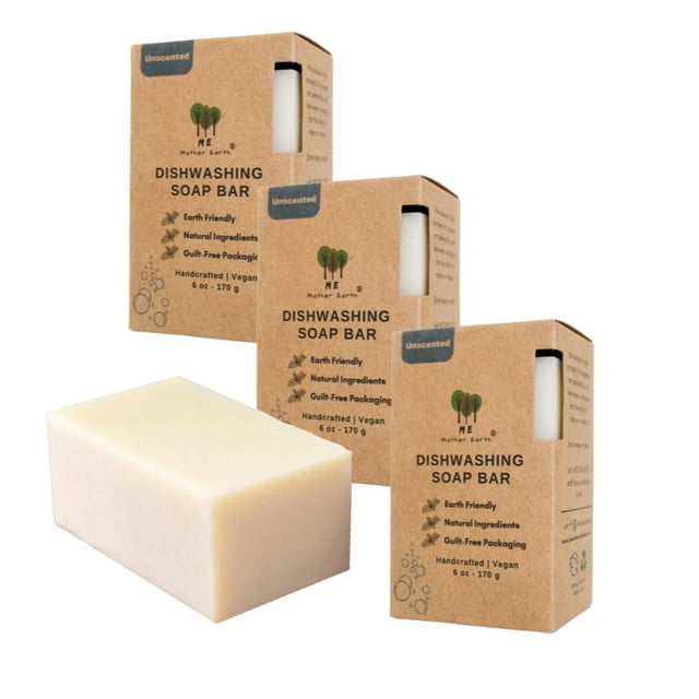 Soap Bar ME MOTHER EARTH para lavavajillas sólido, sin perfume, paquete de 3