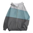 thumbnail image 4 of BODOAO Women's Full Zip Up Hoodie Fall Jacket Oversized Sweatshirt Zipper Long Sleeve Tops Color Block Long Sleeve Hooded Sweatshirts with Pockets Jacket Coat for Women Blue L, 4 of 4