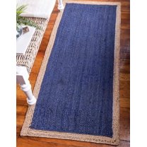 Avgari Creation Eco Friendly Blue Hand Braided Rectangle Living Room ,Office Area Rug Rag Rug Modern Carpet 2x12" Sq Feet
