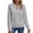 Gray, variant on Womens Quilted Knit Long Sleeve Sweatshirt Pullover Notch V Neck Casual Slouchy Sweater Warm Ribbed Cuff Cozy Daily Fall Outfits, Gray, L