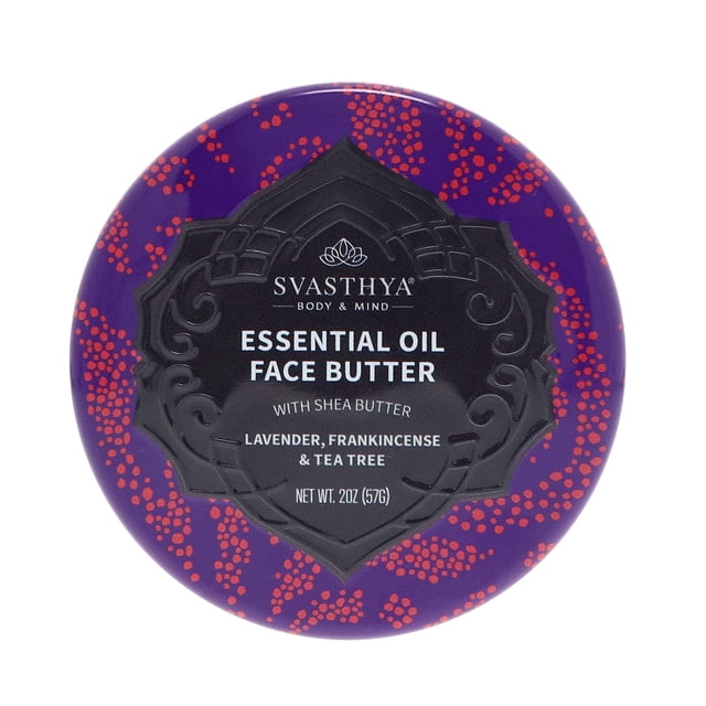 Mantequilla facial de aceite esencial Svasthya Body & Mind de Svasthya: nutre naturalmente la piel y restaura el cutis, tiene manteca de karité, argán de coco y aceite de semilla de uva, fabricado en
