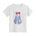 thumbnail image 4 of Staki Toddler Graphic Tees Girls Kids Halloween Shirt Girls Graphic Tees Toddler Halloween Short Sleeve Top(White,4-5 Years), 4 of 5