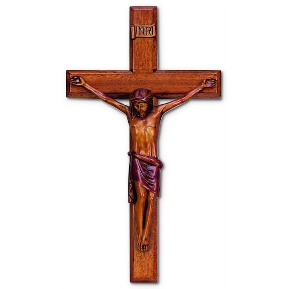 Large Solid Mahogany Wall Crucifix