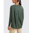thumbnail image 2 of CRZ YOGA Pima Cotton Boat Neck Top,Workout, Loose Fit, Hip Length, Long Sleeve Shirts for Women, 2 of 5