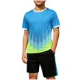 thumbnail image 2 of ITSAME Boys Athletic Outfit Sets, Breathable Quick-Dry Crewneck T-Shirt and Shorts Outdoor Sport Sets 2-Piece Blue Size 11-12, 2 of 6