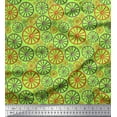 thumbnail image 1 of Soimoi Green Poly Georgette Fabric Wheel Ethnic Printed Craft Fabric by the Yard 52 Inch Wide, 1 of 1