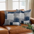 thumbnail image 3 of Navy Grey Abstract Art Throw Pillow Cover White Graffiti Retro Gradient Cotton Linen Cushion Cover Throw Pillow Case with Invisible Zipper for Couch Sofa Bed Chair Car 26x26 Inch, 3 of 9