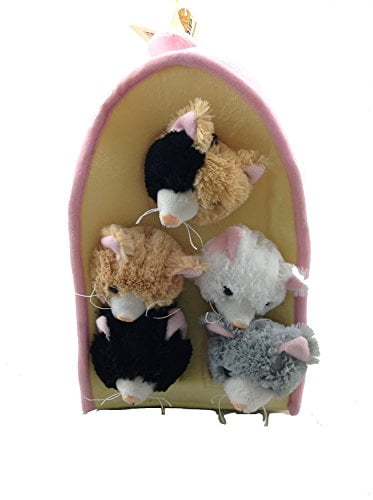 Five Plush Cat House with Cats Stuffed Animal Cats in Play Kitten House Carrying Case 5 