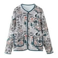 thumbnail image 2 of Aloohaidyvio Women's Cropped Floral Quilted Jacket Cardigan Printed Lightweight Open Front Padded Puffer Coat, 2 of 6