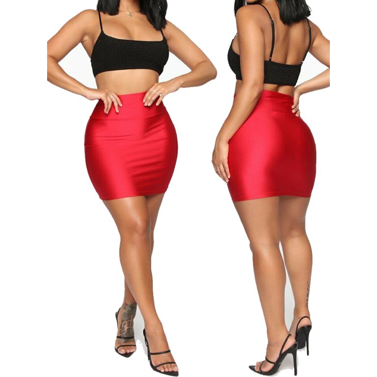 High Waist PU Leather Pencil Skirt