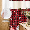 thumbnail image 2 of No Hook Shower Curtain with Built-in Rings - Snowman Friends Christmas Washable Waterproof Fabric Bathroom Curtains for Hotel,Rentals, 72 X 84 Inch Extra Long , Red Black Check Plaid Snowfalke, 2 of 9