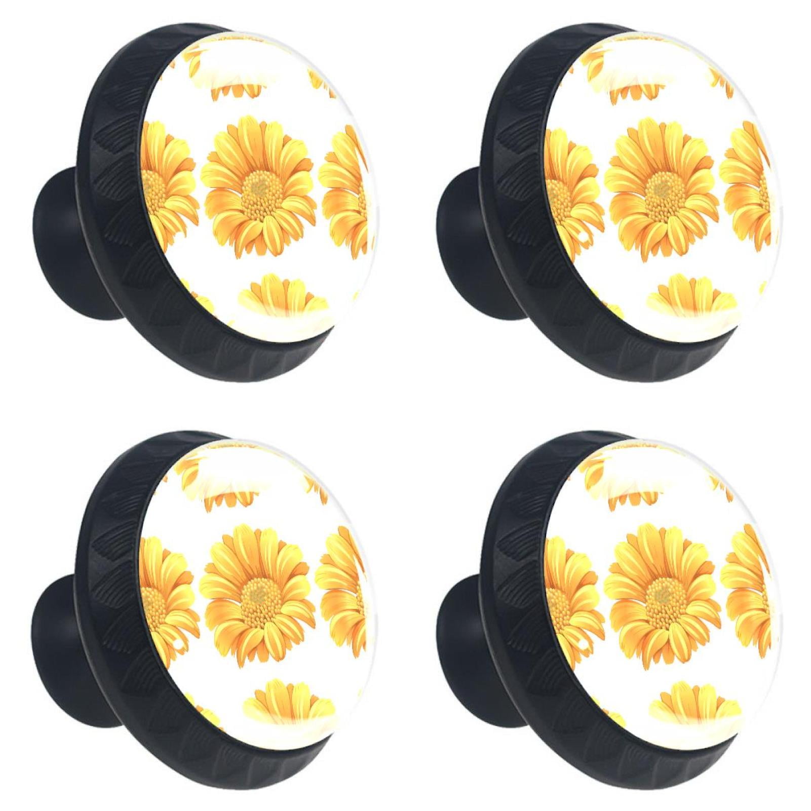 4 Pcs Sunflower Knobs for Kitchen Cupboard Dresser Bookcase