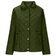 thumbnail image 4 of Womens Quilted Barn Jackets Fall Winter Ladies Fashion Loose Puffer Coats Casual Lapel Collar Button Down Solid Color Padded Warm Coat Outerwear, 4 of 7