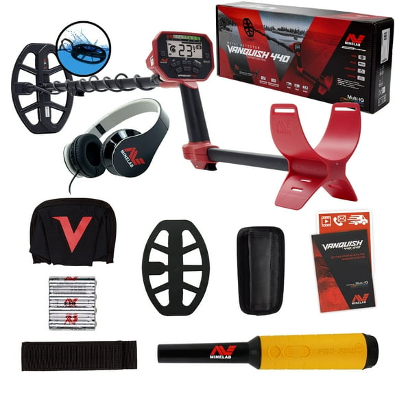 Minelab VANQUISH 440 Metal Detector with V10 10" x 7" Waterproof DD Coil & Pro-Find 35 Pinpointer