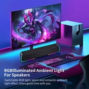 Bluetooth Soundbar with RGB Lights, 20W Home Theater Speaker, 4 Dynamic Light Modes, Built-in 2000mAh Battery, Compatible with TV, PC, Phone, Tablet