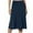 Navy, variant on JNGSA Women's Ruched High Waist Knee Length Jersey A-Line Stretchy Flared Casual Midi Skirt