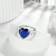 thumbnail image 5 of Juwaliy 6Ct Women Heart Blue Sapphire Ring 925 Sterling Silver September Birthstone Band Jewelry Birthday Christmas Mother's Day Gift, 5 of 11