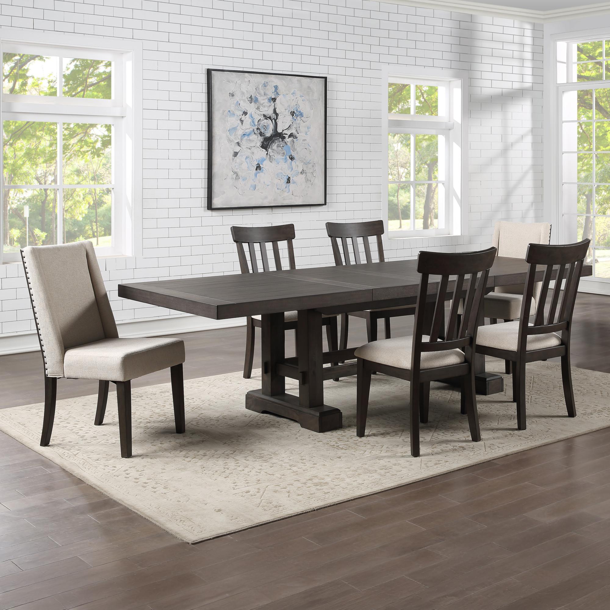 Steve Silver Napa Modern Upholstered Dining Chair, Set of 2, Dusty Espresso/Cream