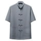 thumbnail image 2 of Blusa y camisa de manga corta con cuello alto para hombre, cómoda, lisa, de poliéster, informal, de manga corta y cuello alto., 2 of 4