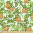 thumbnail image 2 of Ambesonne Tangerine Fabric by the Yard Upholstery, Vintage Mandarins Flowers, 10 Yards, Orange Olive Green, 2 of 5
