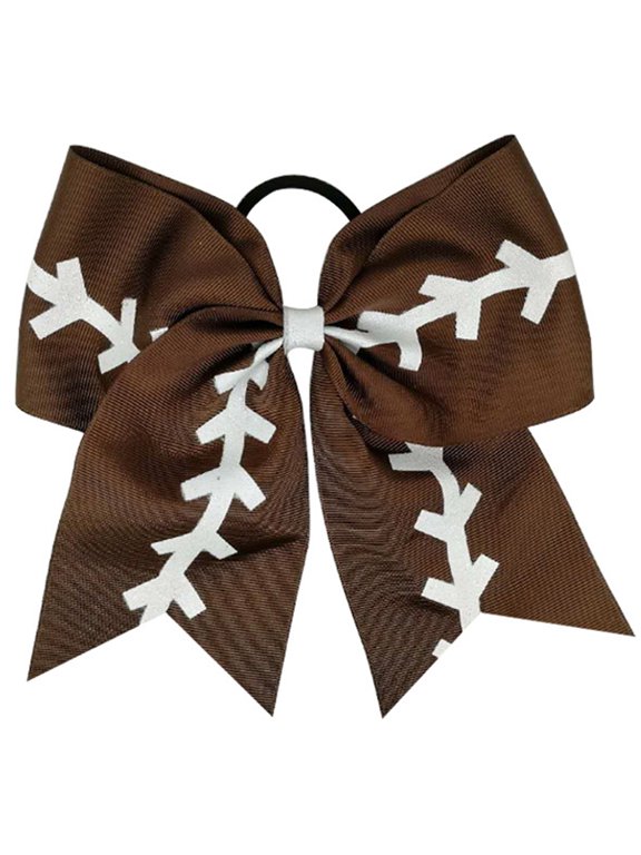 Comfortable Blue Baseball Bow Hair Tie for Softball Cheerleader and Active Wear