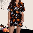 thumbnail image 5 of Halloween Pajamas Halloween Pumpkin Print Plus Size Button Pajamas for Women Set, 5 of 8