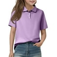 thumbnail image 2 of HAJWOH Kids Girls Polo Uniform Shirts Short Sleeve Top Casual Button Down Tennis T-Shirts 2025 New with Collar Polo Shirts Athletic Clothes Light Purple 7-8 Years, 2 of 6