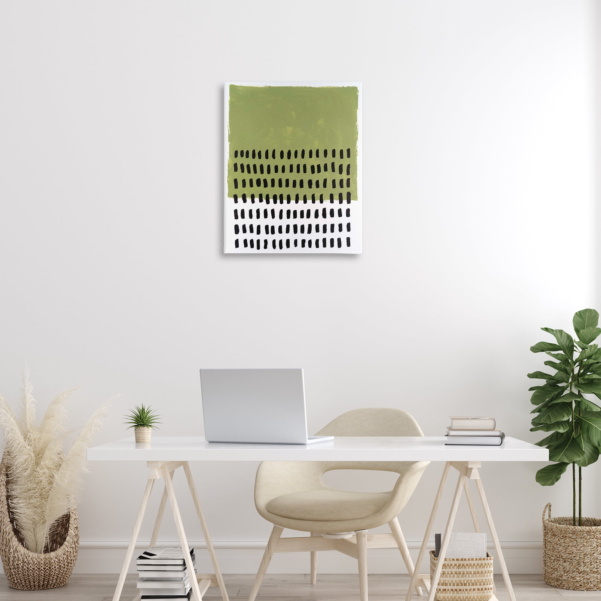 Stupell Industries Green Dotted Pattern Abstract Painting Wrapped Canvas Art Print Wall Art, 24 x 30