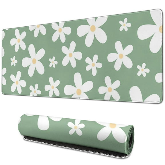 Daisy Flower Vintage Gaming Desk Mat - 31.5x11.8 inch Extended Mouse Pad, Non-Slip Rubber Base, Stitched Edges for Office & Gaming - Get in the Game