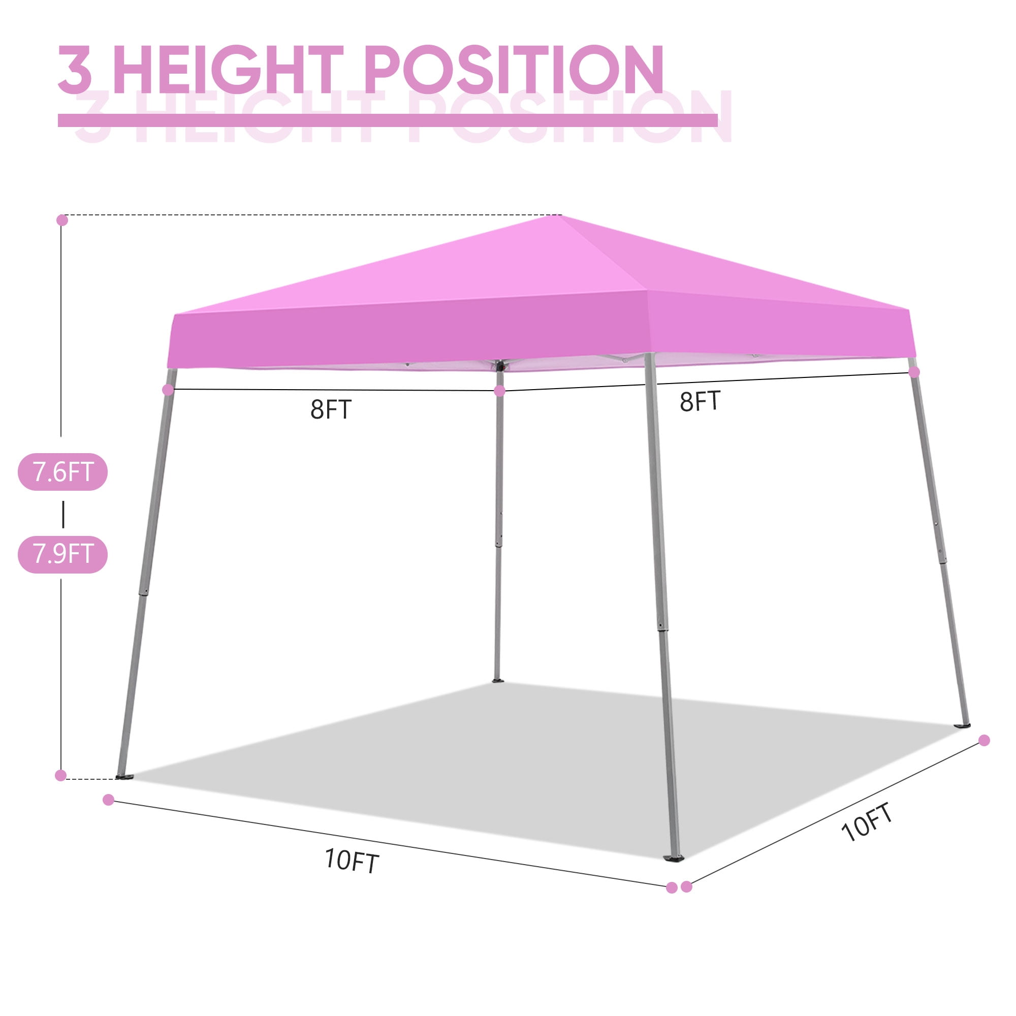 Ainfox 8 x 8 ft Pop up Canopy Tent, Instant Slant Outdoor Gazebo for Beach, Sun Shade,Outdoor Activies,Pink