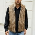 thumbnail image 6 of dzxyzu Men's Outerwear Vest Fall Winter Sleeveless Faux Fur Vest Coat Faux Fox Fur Jacket Outwear Casual Solid Coat Jacket Outdoor Golf Waistcoat Sports Jacket Coat - Brown, 6 of 9