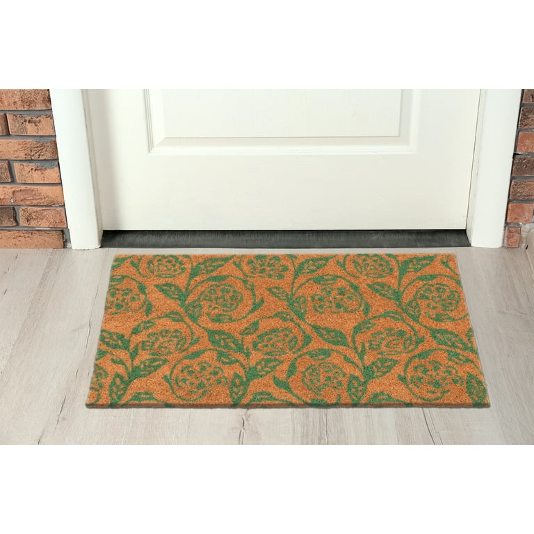 Mainstays by Becky G. & Alejandra Coir Outdoor Mat, Green Floral